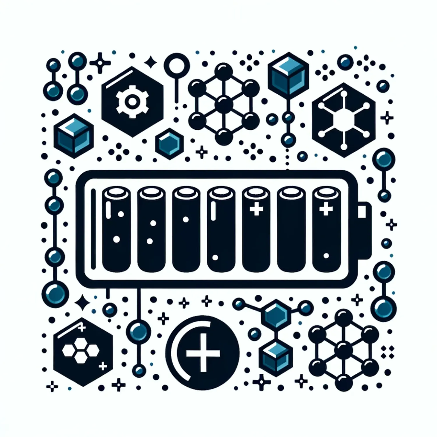 Vector design of a battery icon with carbon nanotubes integrated into it, representing the application of carbon nanotubes in enhancing battery effici